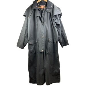 Australian Outback Collection Waxed Cotton Duster Coat Unisex M Black Equestrian